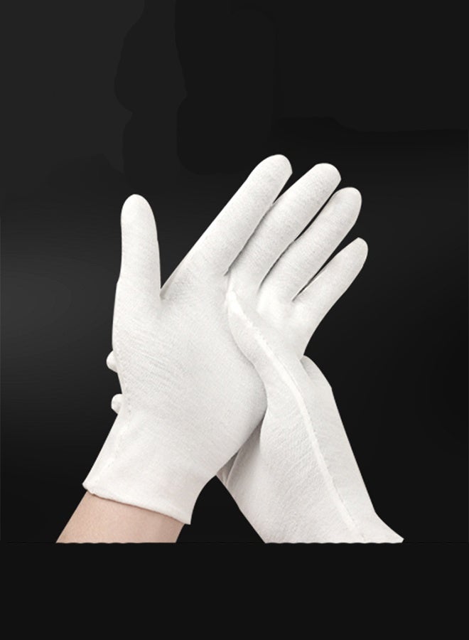 MANBO 12 Pairs White Pure Cotton Gloves, Thin Breathable & Sweat-Absorbent, Multi-Purpose for Collecting, Gardening & Crafting - Image 4